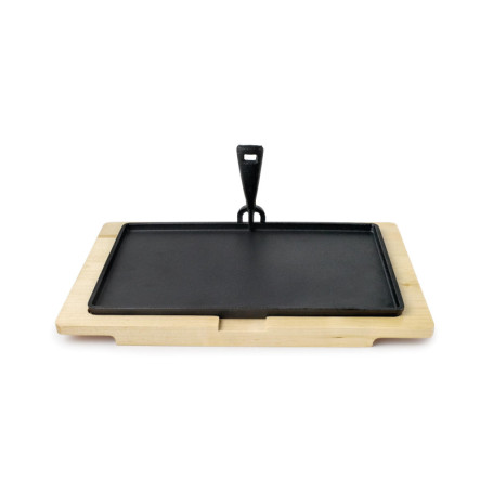 Assiette en Fonte Rectangulaire 34 x 20 cm avec Base en Bois de Hêtre - IBILI