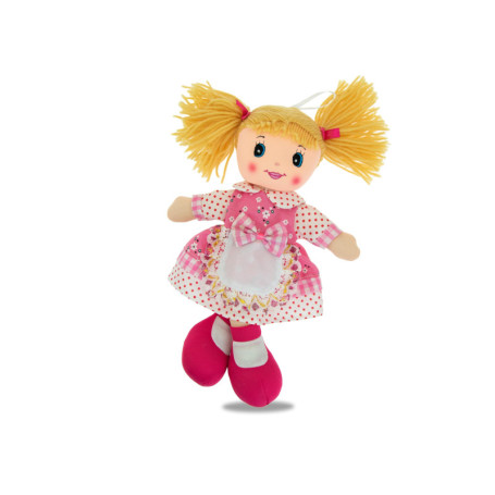 Poupée Carlotta en Tissu avec Tablier Brodé - Jouet Enfant 30 cm