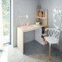 Bureau Dmora Pittston avec Bibliothèque Intégrée - Design Moderne Blanc et Chêne