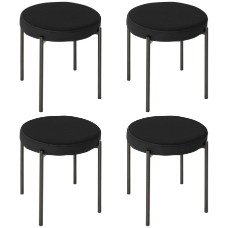 HOMCOM Lot de 4 Tabourets Empilables en Velours Noir pour Cuisine et Salle à Manger