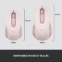 Logitech Signature M650 Souris Sans Fil Rose - Confort et Silencieuse pour Petites Mains