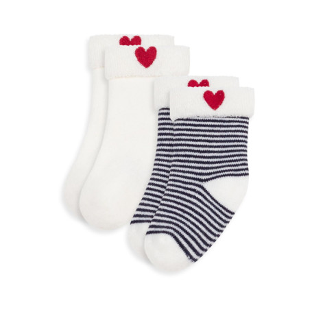 Lot de 2 Chaussettes Bébé en Coton Brodé - Petit Bateau