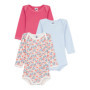 Lot de 3 bodies manches longues en coton fleuri pour bébé - Petit Bateau