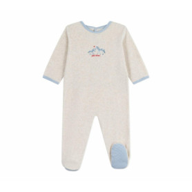 Pyjama Bébé en Velours Petit Bateau - Ouverture au Dos