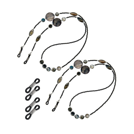 Chaîne de Lunettes Perlée Antidérapante Hicarer - 2 Pièces en Noir