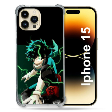 Coque Renforcée Cokitec pour iPhone 15 - Design Manga My Hero Academia Deku