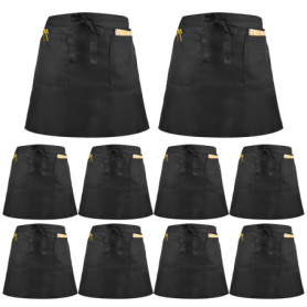 Lot de 10 tabliers de serveur noirs avec poches - AZKEEGREY