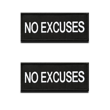 Lot de 2 écussons tactiques brodés 'No Excuses' pour vêtements et sacs