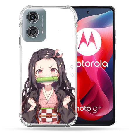 Coque Renforcée Cokitec pour Motorola G24 4G - Design Manga Nezuko