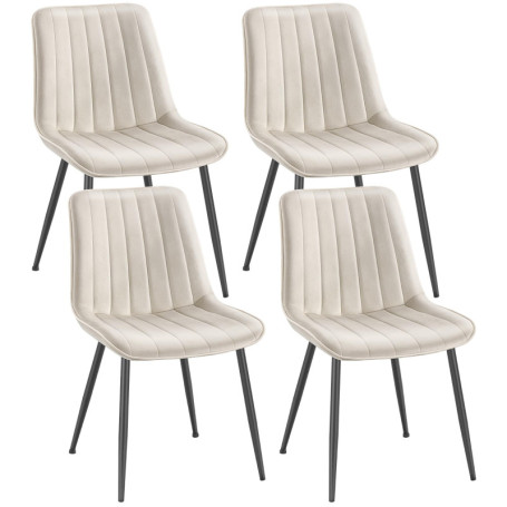 Lot de 4 Chaises de Salle à Manger Ergonomiques Beige et Noir