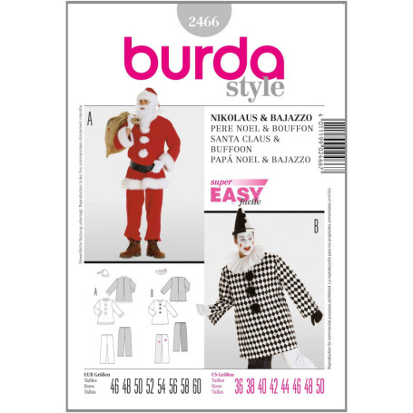 Patron de Couture Burda Père Noël et Bouffon - 19 x 13 cm