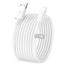 Câble USB Lightning 3M Certifié MFi pour iPhone - Charge Rapide et Transfert de Données
