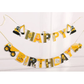 Bannière Joyeux Anniversaire Camion à Benne - Décoration de Fête pour Enfants