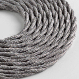 Câble textile tressé Klartext pour éclairage - 5 m, gris chiné