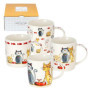 Lot de 4 Tasses en Céramique Chat - Mug Original pour Amoureux des Chats