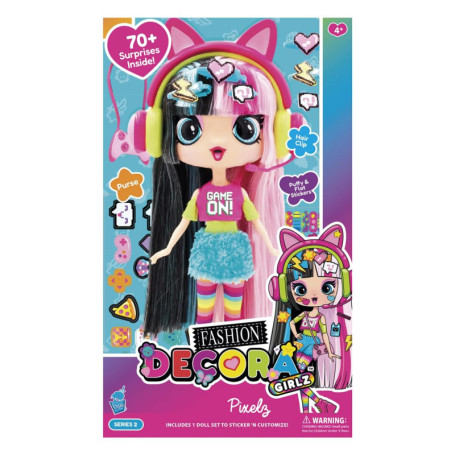 Poupée Decora Fashion Pixels 30 cm avec Accessoires et Autocollants