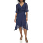 Robe Midi Chiffon à Manches Ballon DKNY - Bleu Nuit