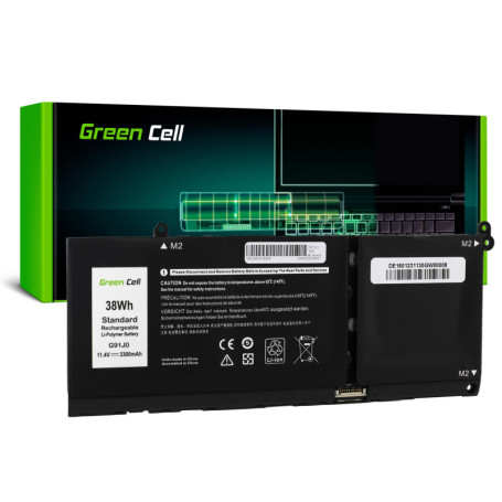 Batterie Green Cell G91J0 pour Dell Latitude et Inspiron - 3300mAh 11.4V Noir