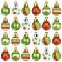 Lot de 24 Boules de Noël Peintes pour Décoration de Sapin - Vert, Or, Blanc et Rouge
