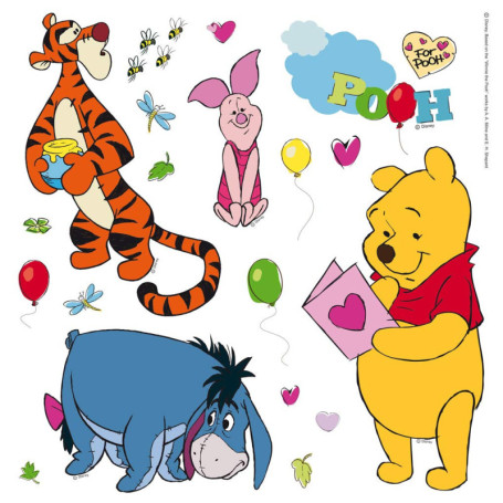 Autocollant Mural Disney Winnie l'Ourson - Multicolore 30x30 cm