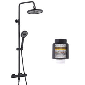 Système de Douche HOMELODY avec Filtre et Thermostat - Noir Élégant