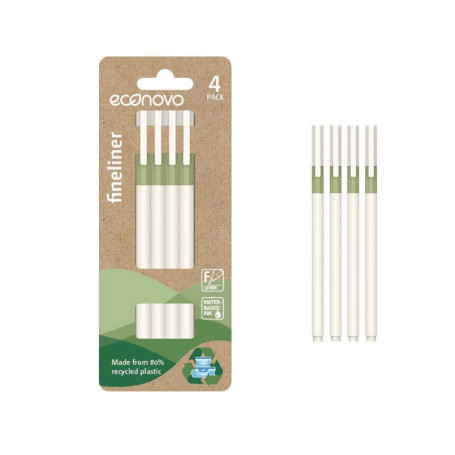 Stylos Feutres Fins Econovo - Paquet de 4, Écriture Précise et Écologique