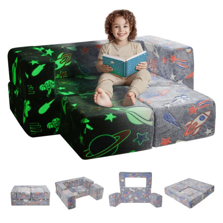 Canapé Enfant Convertible Ludique VEVOR - 4 Pièces en Tissu Phosphorescent