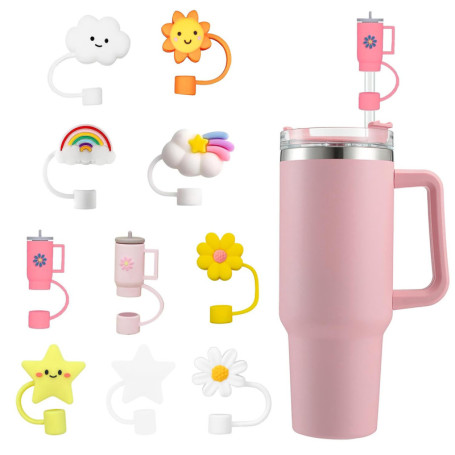 Lot de 10 Capuchons en Silicone Réutilisables pour Pailles de 10 mm