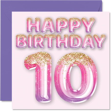 Carte d'Anniversaire Élégante pour 10 Ans - Hommes et Femmes