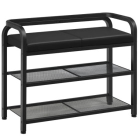 Banc à Chaussures YATINEY avec Dossier et Étagères - Noir
