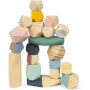 Janod - Set de 20 Pierres à Empiler en Bois Multicolores - Jouet d'Éveil Créatif pour Enfants