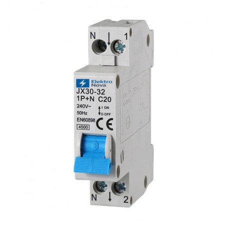 Interrupteur Magnétothermique 1P+N C20 20A - Protection Électrique 220V