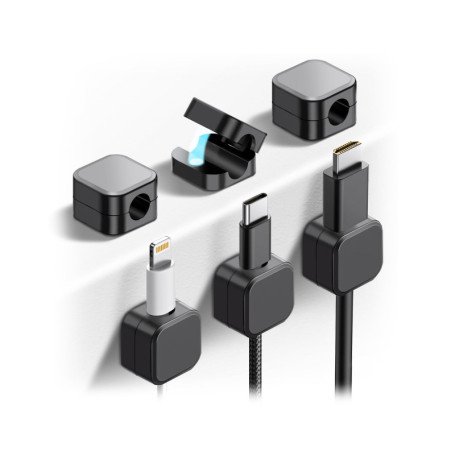 Clips Câble Magnétique Noir - Organisateur de Câbles Pratique (6 Pièces)