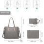 Miss Lulu Sac à Main Femme 3 Pièces - Cabas et Pochette Gris