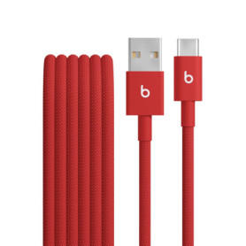 Câble Tissé Beats USB-A vers USB-C 1,5 m - Charge Rapide et Anti-Nœuds - Rouge Flash