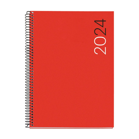 Agenda Annuel 2024 Miquelrius - Semainier Vertical Rouge A5