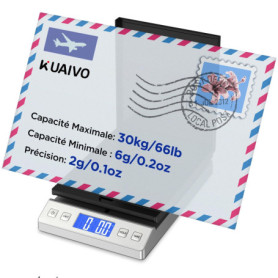 KUAIVO Balance de Cuisine Numérique 30 kg avec Écran LCD et Fonction Tare