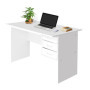 Bureau en D QLLY avec 3 tiroirs - 120 x 75 cm, idéal pour le télétravail
