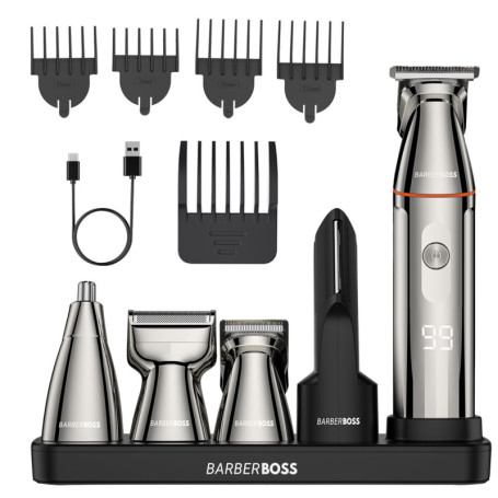 Tondeuse à Barbe 5 en 1 BarberBoss avec Écran LED et Charge USB-C