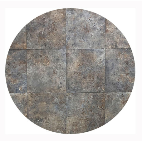 Tapis Rond en Vinyle Effet Métal Oxydé Marron - 133 cm