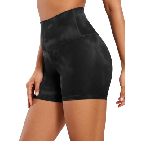 Shorts de Yoga Taille Haute Butterluxe Fleurs Tie-Dye Noires