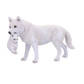 Figurine Loups Blancs Winter Bond de Nemesis Now - Mère et Chiot