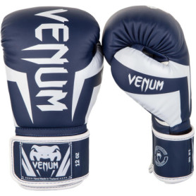 Gants de Boxe Venum Elite - Blanc et Bleu Marine - 14 Oz