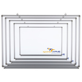 Tableau Blanc Magnétique Dynamic-Wave 150x100 cm avec Cadre Aluminium et Accessoires