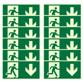 Lot de 12 Panneaux Phosphorescents de Sortie de Secours WIYETY