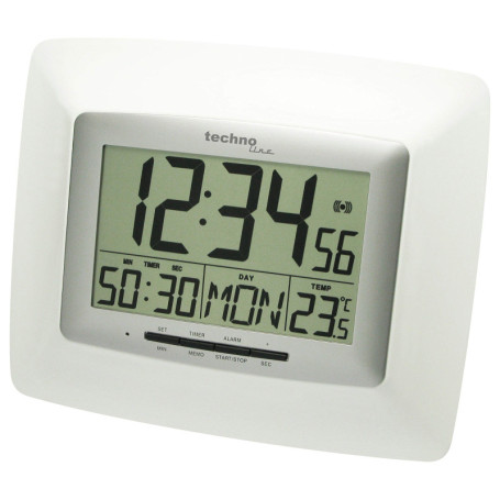 Horloge Radio-Pilotée Argent avec Affichage Température - Techno Line WS8100