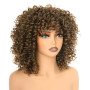PORSMEER perruque brune courte afro bresilienne Bouclée avec frange pour femmes noires court kinky curly cheveux perruque synthé