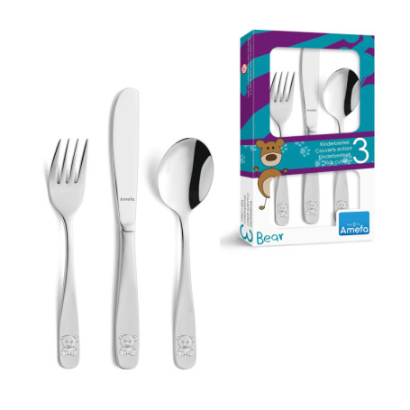 Coffret de Couverts Enfants Bear - 3 Pièces en Acier Amefa