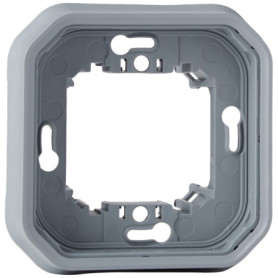 Support Plaque Étanche 1 Poste Plexo - Montage Encastré - Gris