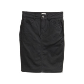 Jupe en Denim Noir Enduit pour Femme - TOM TAILOR